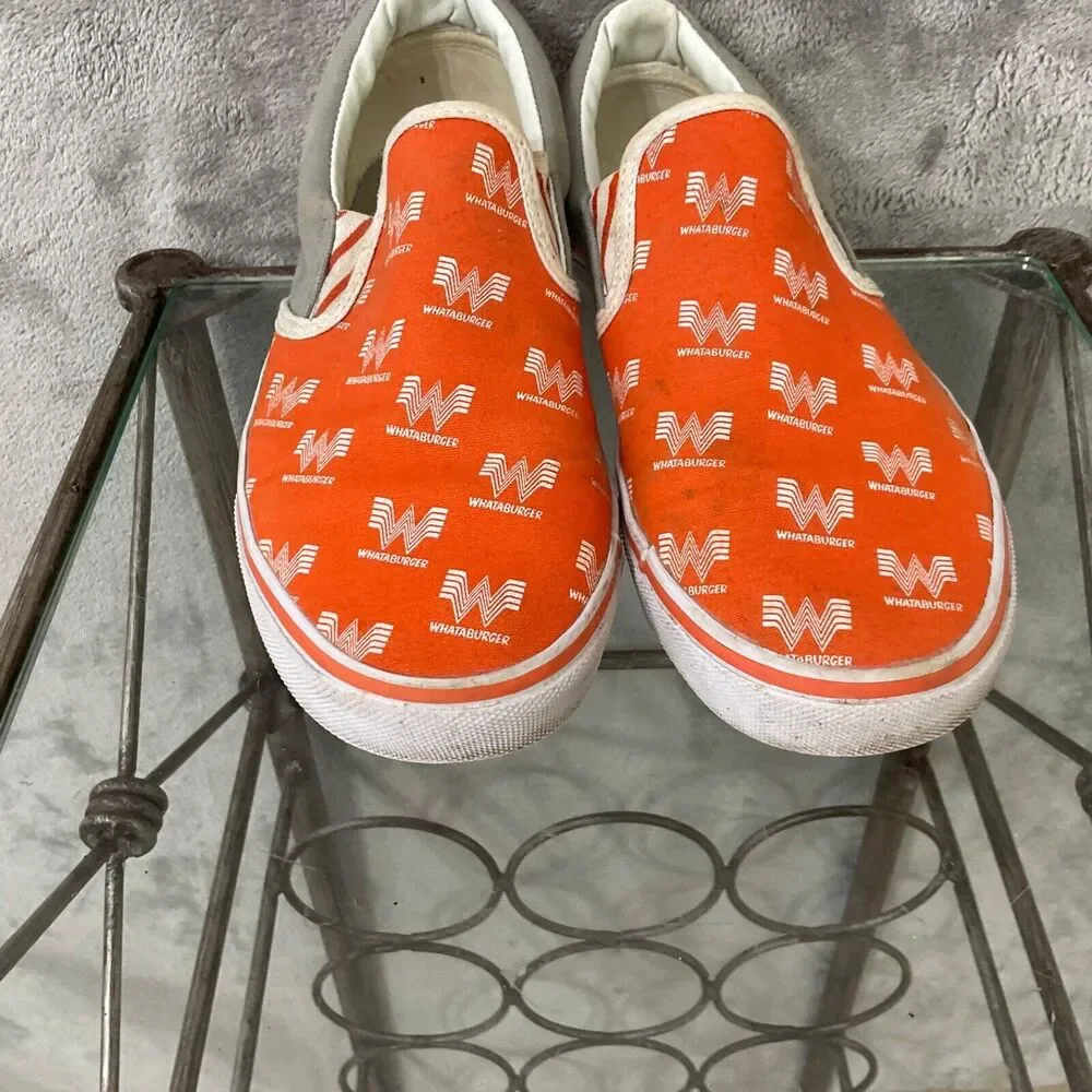 Whataburger Logo Canvas Slip On Shoes Sneakers Men's Size 8 Orange flying W